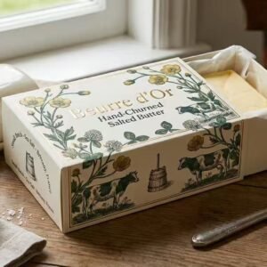 custom printed grease-proof butter packaging boxes with high-fidelity farm branding for gourmet dairy brands