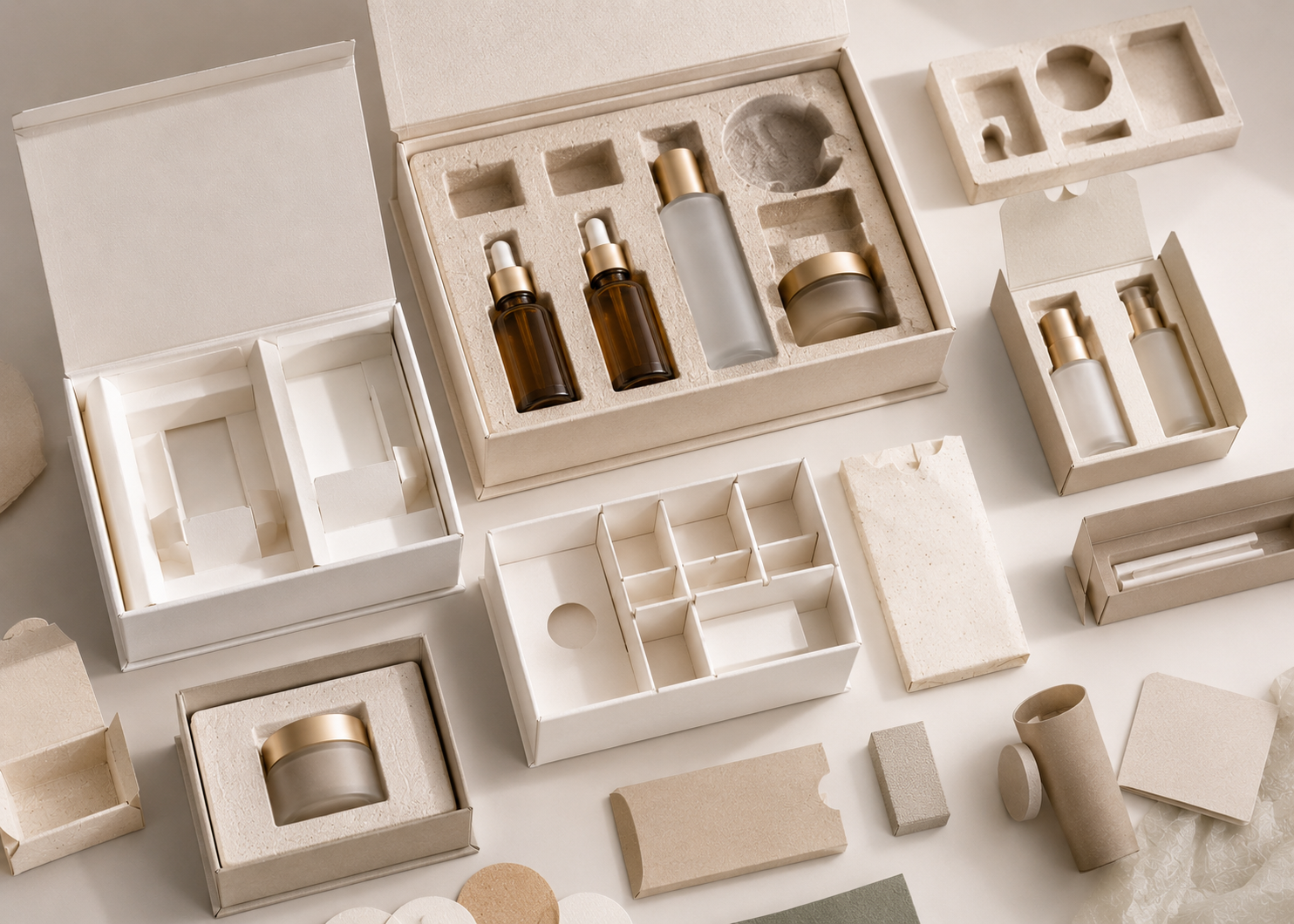 Paper-based insert system for sustainable beauty product packaging