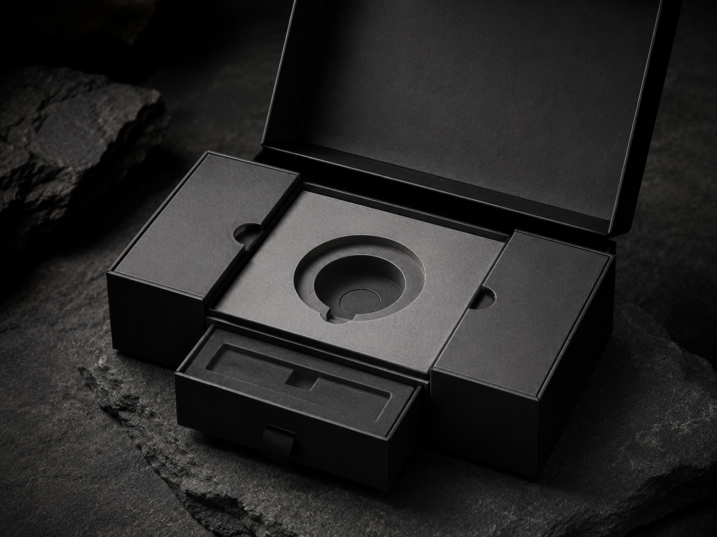 Premium weighted smart ring packaging with magnetic rigid box and luxury insert