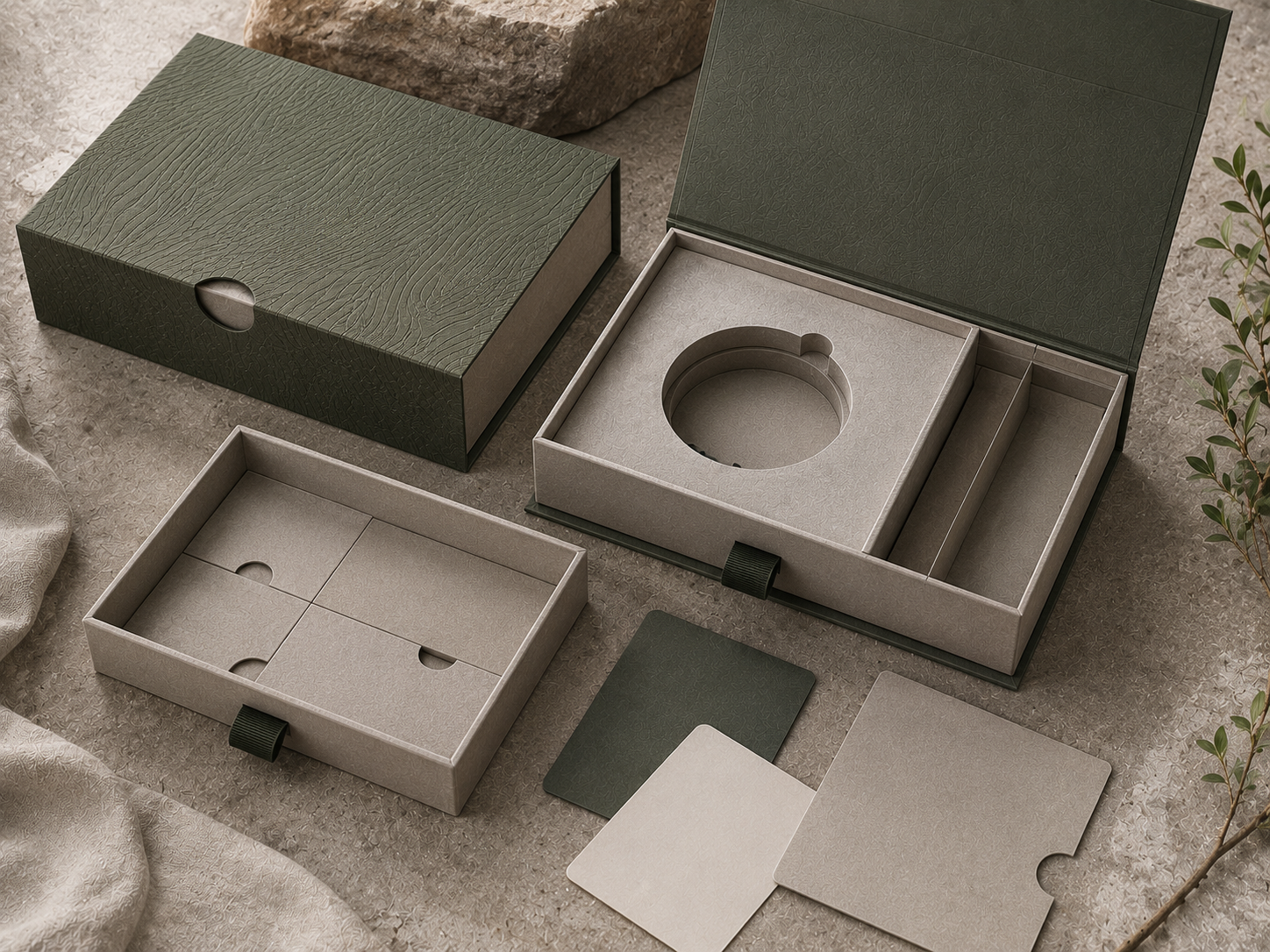 Sustainable weighted packaging system with paper inserts and reusable rigid box