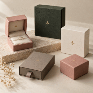 Custom jewelry boxes with logo for rings, earrings, necklaces and bracelets