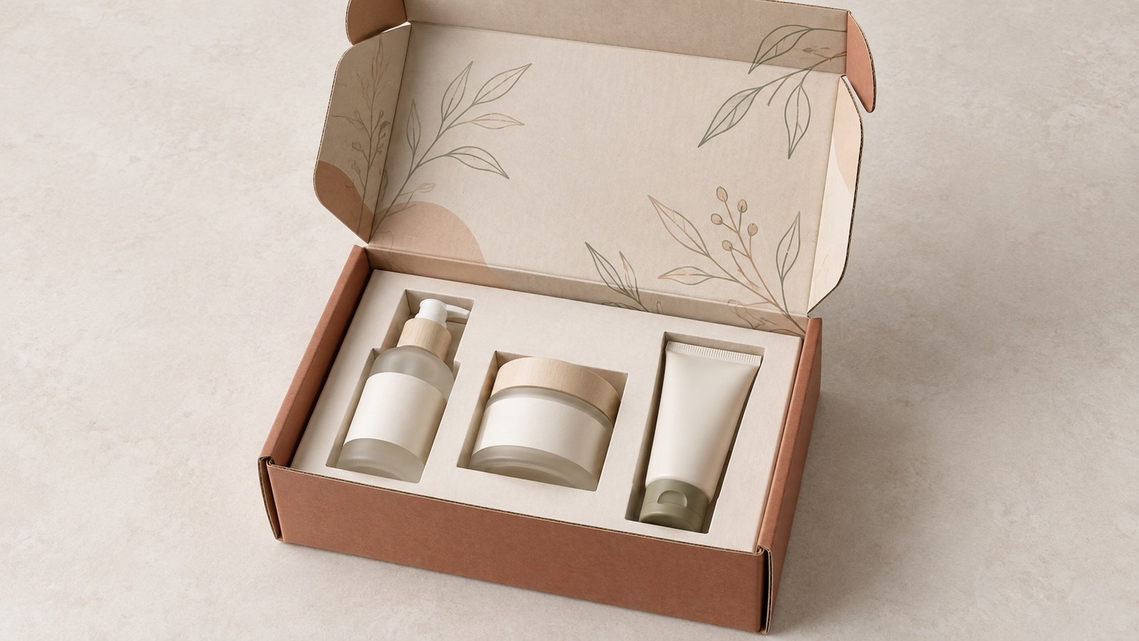 Custom skincare mailer box with fitted paperboard insert