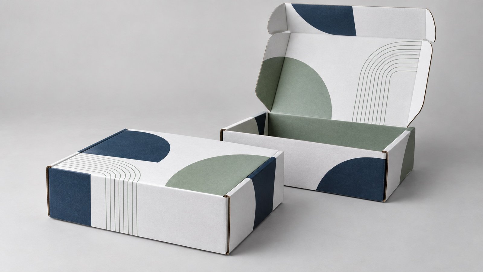 Printed E-flute custom mailer boxes with interior printing